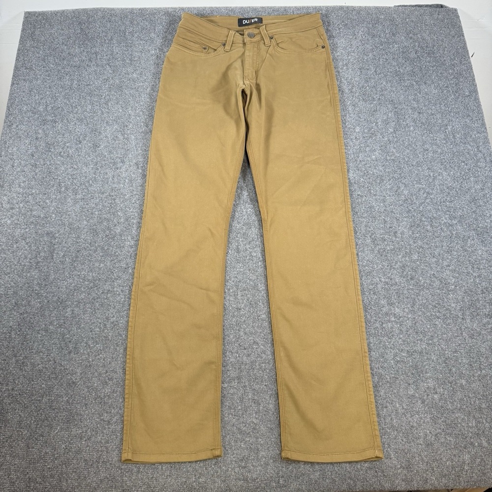 DU/ER Pants Mens 30x32 (Fits 30x34)‎ Brown N2X No Sweat Relaxed Taper Stretch
